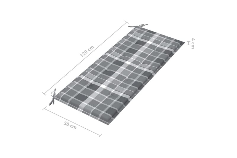 Dyna för trädgårdsbänk grått rutmönster 120x50x4 cm tyg - Flerfärgad - Utemöbler & utemiljö - Dynor - Soffdyna & bänkdyna utemöbler