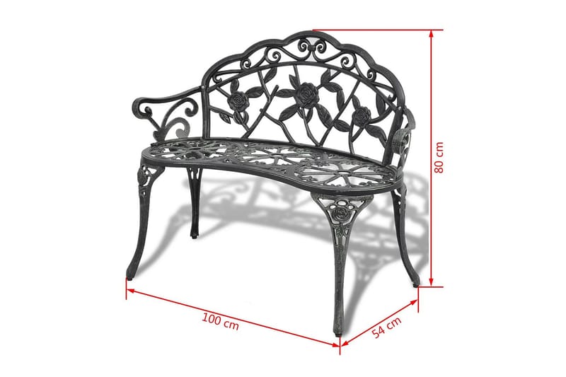 Trädgårdsbänk 100 cm gjuten aluminium grön - Grön - Utemöbler & utemiljö - Utesoffa - Trädgårdsbänk & utebänk