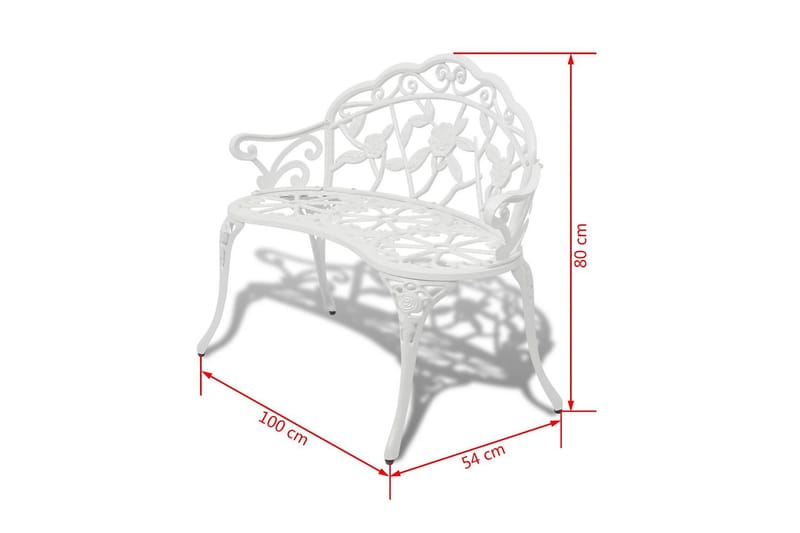 Trädgårdsbänk 100 cm gjuten aluminium vit - Vit - Utemöbler & utemiljö - Utesoffa - Trädgårdsbänk & utebänk