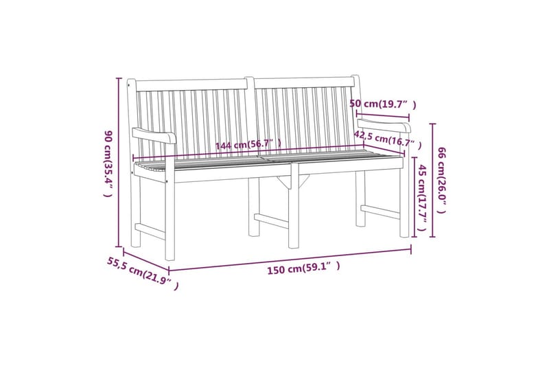 Trädgårdsbänk 150 cm massivt akaciaträ - Brun - Utemöbler & utemiljö - Utesoffa - Trädgårdsbänk & utebänk