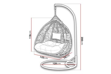 Greencastle Hängstol Utomhus - Dubbel Hängfåtölj med stativ till balkong uteplats 132 cm - Svart - Utemöbler & utemiljö - Utestol & trädgårdsstol - Hängfåtölj & hängstol utomhus