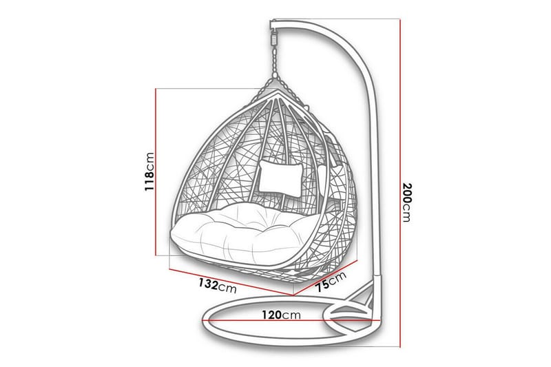 Hängstol Greencastle 132 cm - Svart - Utemöbler & utemiljö - Utestol & trädgårdsstol - Hängfåtölj & hängstol utomhus