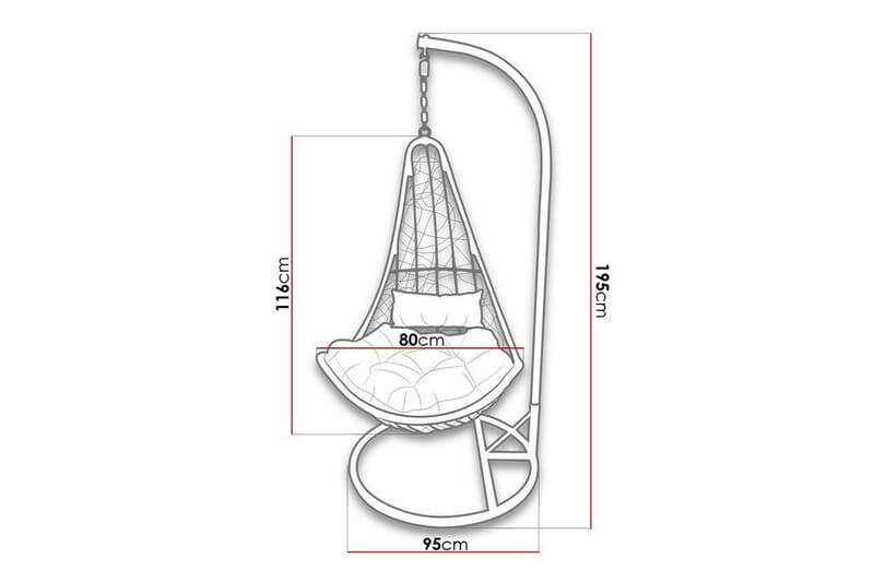 Hängstol Utomhus Kintore 95 cm - Grå - Utemöbler & utemiljö - Utestol & trädgårdsstol - Hängfåtölj & hängstol utomhus