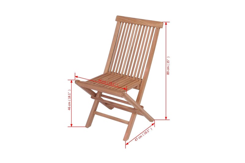 Hopfällbara trädgårdsstolar 4 st massiv teak - Brun - Utemöbler & utemiljö - Utestol & trädgårdsstol - Positionsstol