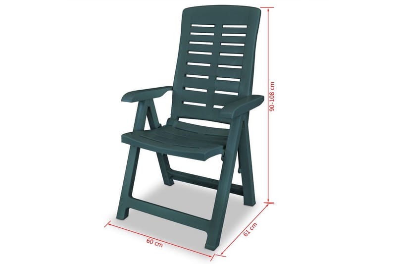 Justerbara trädgårdsstolar 2 st plast grön - Grön - Utemöbler & utemiljö - Utestol & trädgårdsstol - Positionsstol