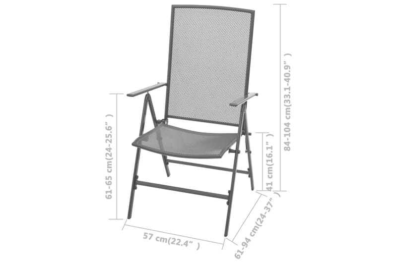 Stapelbara trädgårdsstolar 2 st stål grå - Grå - Utemöbler & utemiljö - Utestol & trädgårdsstol - Positionsstol