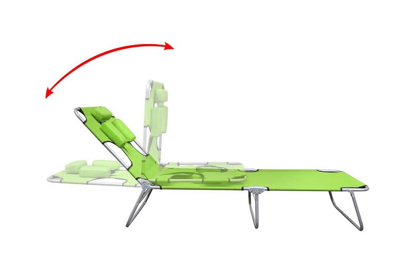 Hopfällbar solsäng med huvudkudde pulverlackerat stål grön - Grön - Utemöbler & utemiljö - Utestol & trädgårdsstol - Solsäng & solvagn