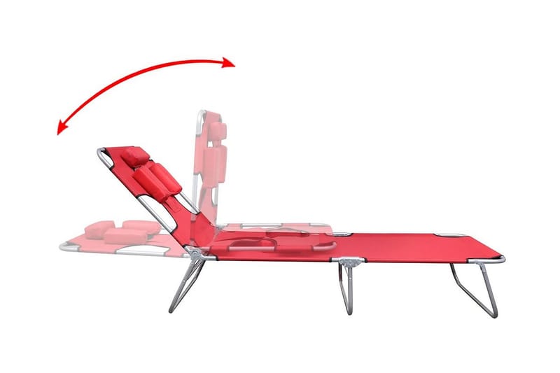 Hopfällbar solsäng med huvudkudde pulverlackerat stål röd - Röd - Utemöbler & utemiljö - Utestol & trädgårdsstol - Solsäng & solvagn