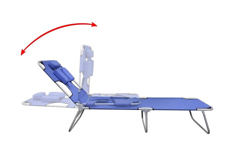 Hopfällbar solsäng med huvudkudde pulverlackerat stål blå - Blå - Utemöbler & utemiljö - Utestol & trädgårdsstol - Solsäng & solvagn