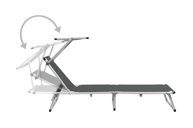 Hopfällbar solsäng med tak aluminium och textilen grå - Grå - Utemöbler & utemiljö - Utestol & trädgårdsstol - Solsäng & solvagn