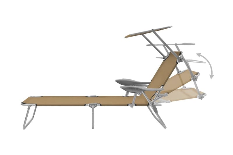 Hopfällbar solsäng med tak stål taupe - Brun - Utemöbler & utemiljö - Utestol & trädgårdsstol - Solsäng & solvagn