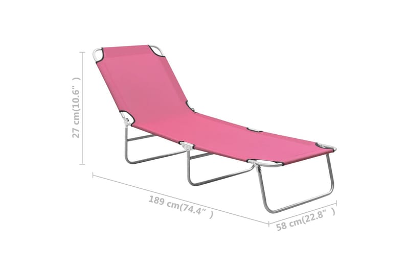 Hopfällbar solsäng stål och tyg rosa - Rosa - Utemöbler & utemiljö - Utestol & trädgårdsstol - Solsäng & solvagn