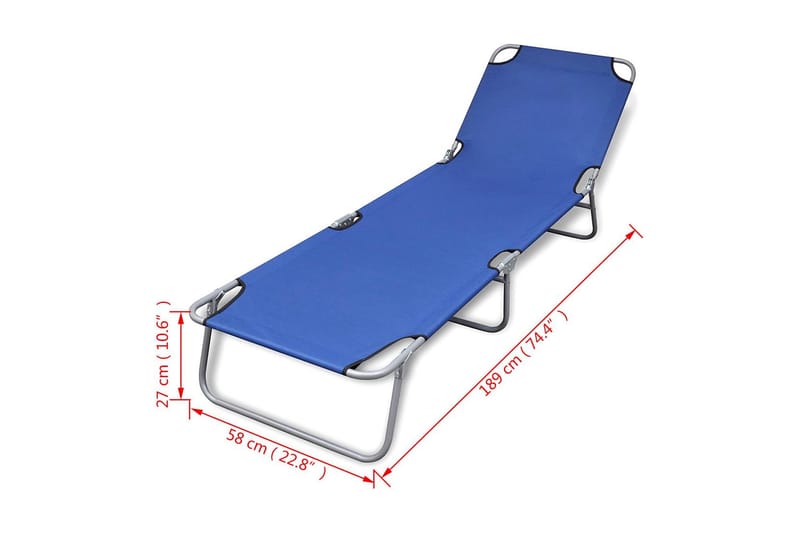Hopfällbar solsäng pulverlackerat stål blå - Blå - Utemöbler & utemiljö - Utestol & trädgårdsstol - Solsäng & solvagn