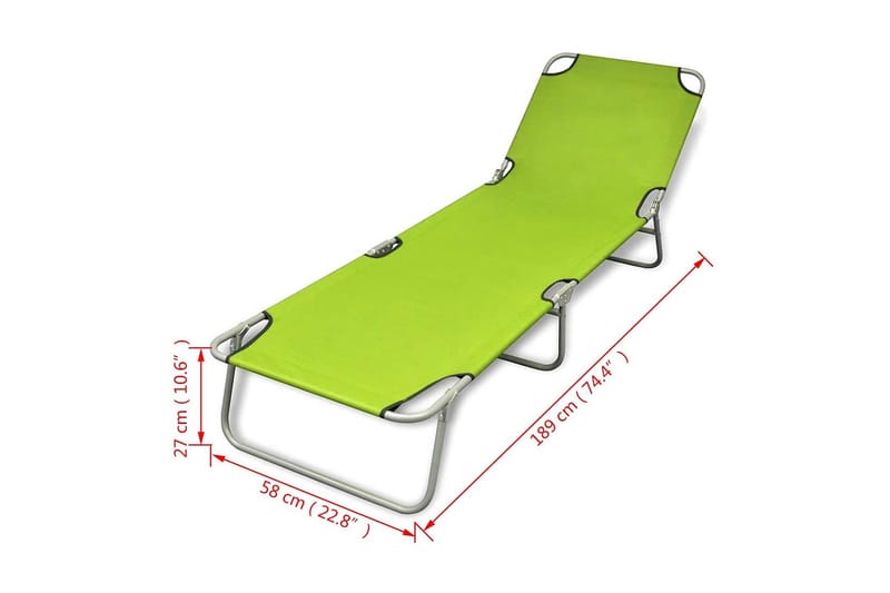 Hopfällbar solsäng pulverlackerat stål äppelgrön - Grön - Utemöbler & utemiljö - Utestol & trädgårdsstol - Solsäng & solvagn