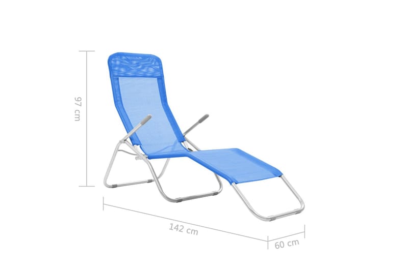 Hopfällbara solsängar 2 st textilene blå - Blå - Utemöbler & utemiljö - Utestol & trädgårdsstol - Solsäng & solvagn
