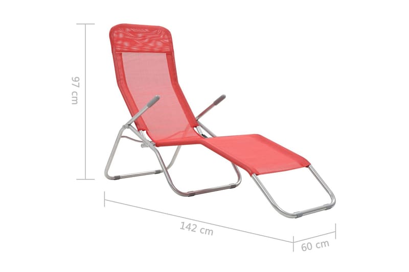 Hopfällbara solsängar 2 st textilene röd - Röd - Utemöbler & utemiljö - Utestol & trädgårdsstol - Solsäng & solvagn