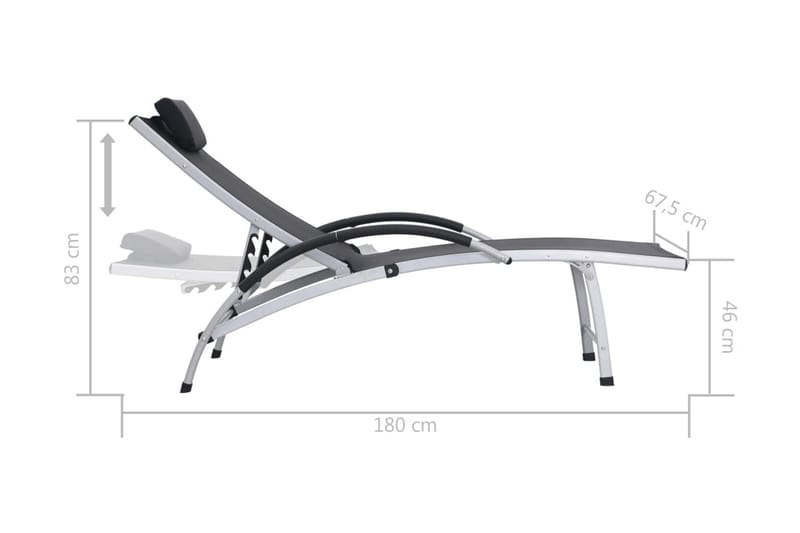 Solsäng aluminium textilene svart - Svart - Utemöbler & utemiljö - Utestol & trädgårdsstol - Solsäng & solvagn