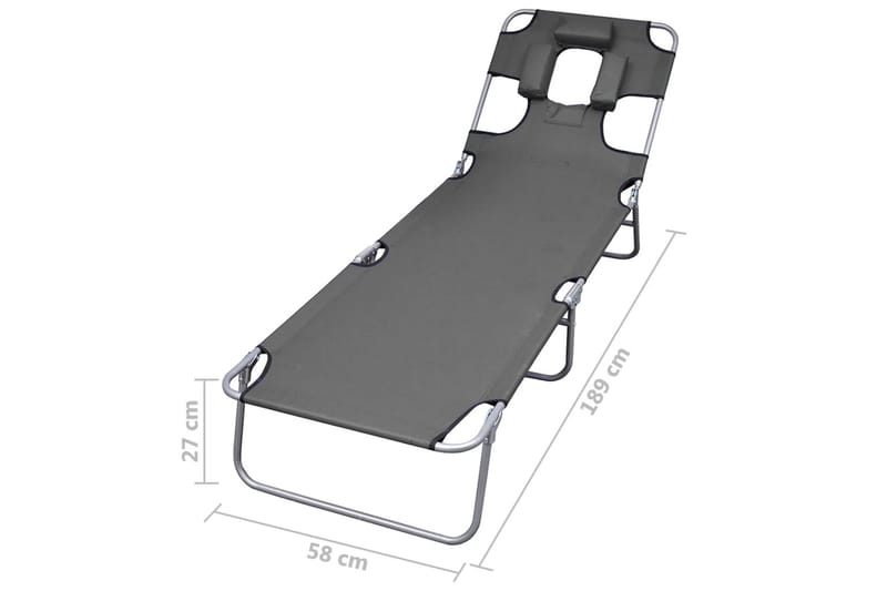 Solsäng med nackstöd hopfällbar grå - Grå - Utemöbler & utemiljö - Utestol & trädgårdsstol - Solsäng & solvagn