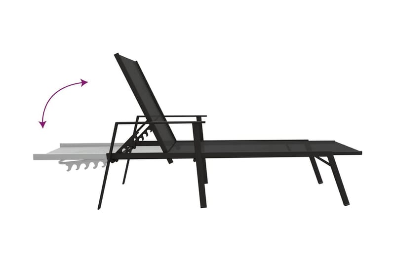 Solsäng stål och textilentyg svart - Svart - Utemöbler & utemiljö - Utestol & trädgårdsstol - Solsäng & solvagn