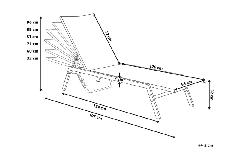 Solsäng Tawonna 197 cm - Grå - Utemöbler & utemiljö - Utestol & trädgårdsstol - Solsäng & solvagn