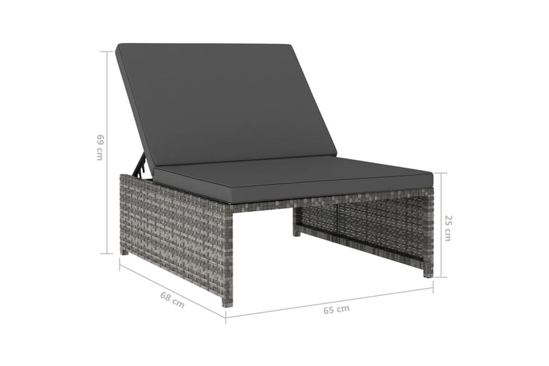 Solsängar 2 st med bord konstrotting grå - Grå - Utemöbler & utemiljö - Utestol & trädgårdsstol - Solsäng & solvagn