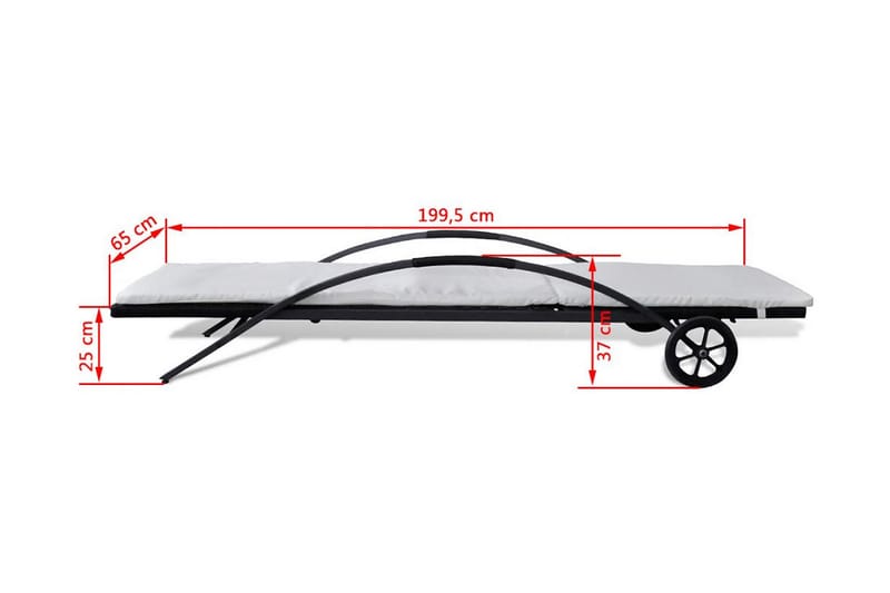 Solsängar med bord konstrotting svart - Svart - Utemöbler & utemiljö - Utestol & trädgårdsstol - Solsäng & solvagn