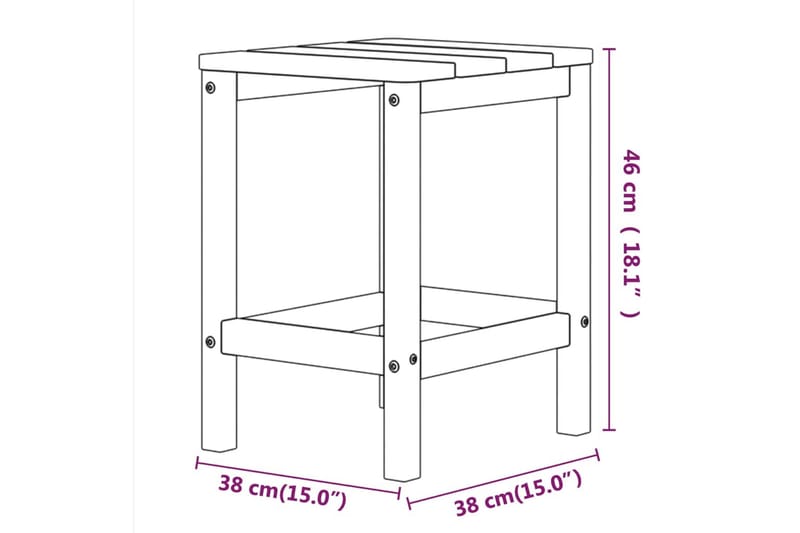 Adirondack bord antracit 38x38x46 cm HDPE - Antracit - Utemöbler & utemiljö - Utestol & trädgårdsstol - Solstol - Däckstol