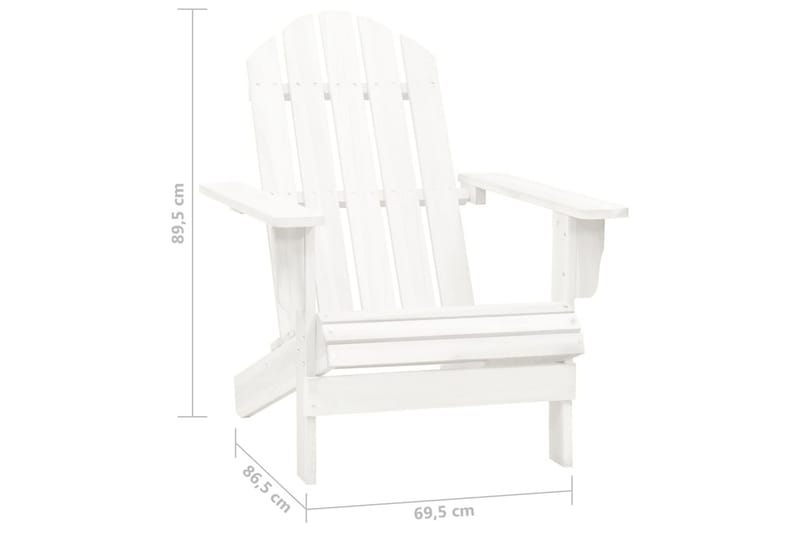 Adirondackstol med bord massivt granträ vit - Vit - Utemöbler & utemiljö - Utestol & trädgårdsstol - Solstol - Däckstol