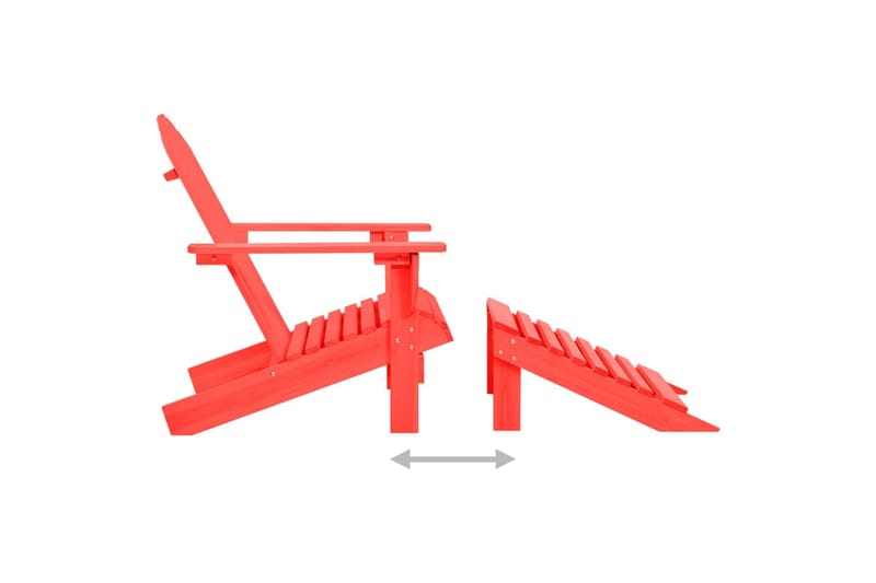 Adirondackstol med fotpall massivt granträ röd - Röd - Utemöbler & utemiljö - Utestol & trädgårdsstol - Solstol - Däckstol