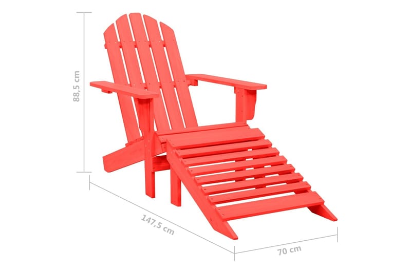 Adirondackstol med fotpall massivt granträ röd - Röd - Utemöbler & utemiljö - Utestol & trädgårdsstol - Solstol - Däckstol