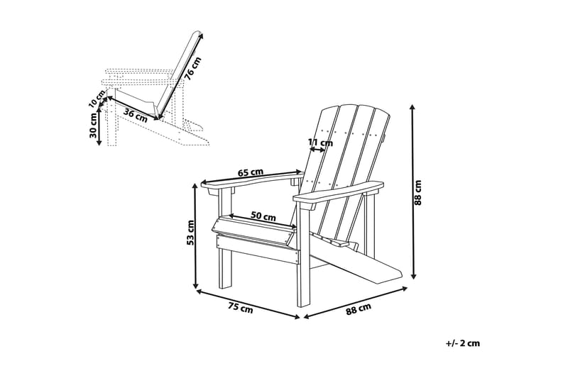 Däckstol Adirondack 88|75|88 cm - Ljusblå - Utemöbler & utemiljö - Utestol & trädgårdsstol - Solstol - Däckstol