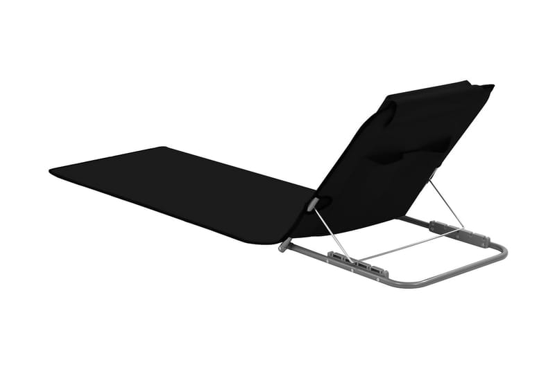 Hopfällbara strandmattor 2 st stål och tyg svart - Svart - Utemöbler & utemiljö - Utestol & trädgårdsstol - Solstol
