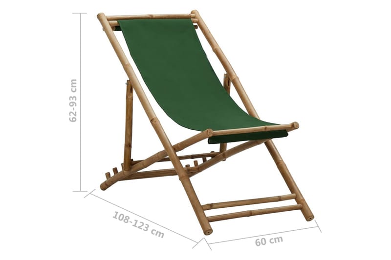 Solstol bambu och kanvas grön - Grön - Utemöbler & utemiljö - Utestol & trädgårdsstol - Solstol - Strandstol