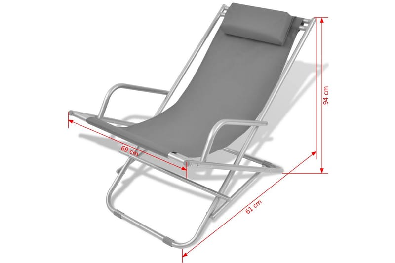 Solstolar 2 st stål grå - Grå - Balkongstol - Strandstol - Brassestol & campingstol