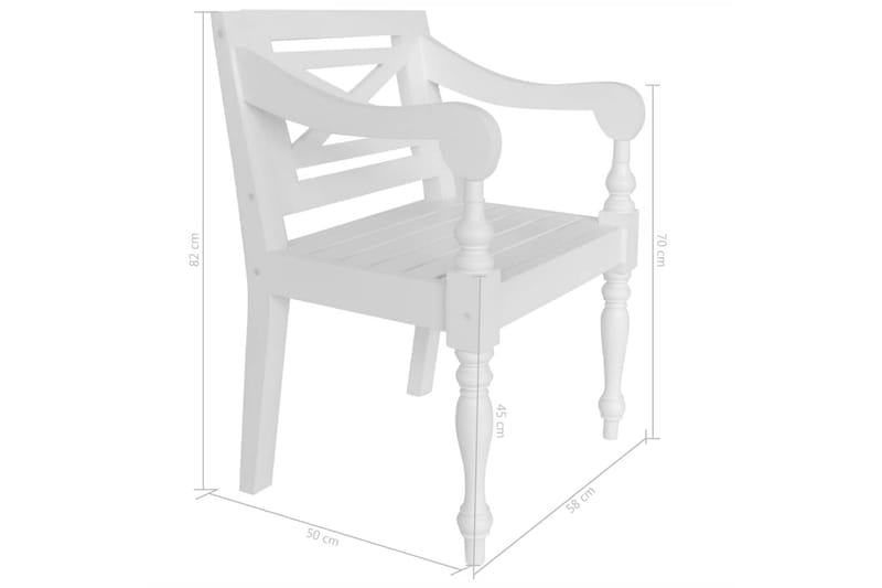Bataviastolar 2 st vit massivt mahognyträ - Vit - Utemöbler & utemiljö - Utestol & trädgårdsstol - Utefåtölj & loungefåtölj