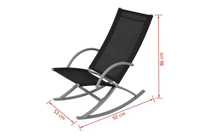 Gungstol Utomhusar för trädgården 2 st stål och textilene svart - Svart - Utemöbler & utemiljö - Utestol & trädgårdsstol - Utefåtölj & loungefåtölj