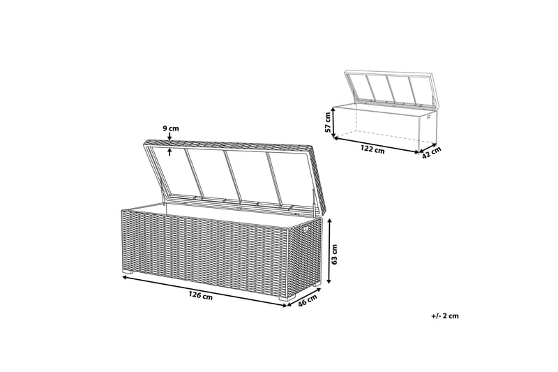 Dynbox Cebrosa 126x46 cm - Grå - Utemöbler & utemiljö - Utomhusförvaring - Dynförvaring - Dynbox & dynlåda