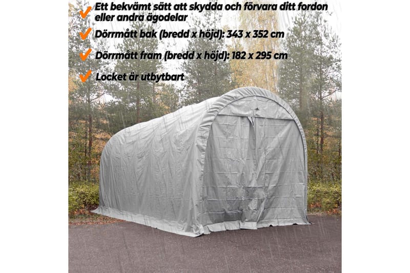 Fornorth Garagetält 4x8 m - Grå - Utemöbler & utemiljö - Utomhusförvaring - Trädgårdstält & förvaringstält