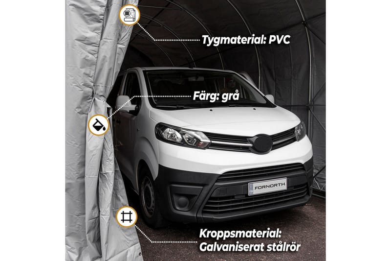 Fornorth Garagetält 4x8 m - Grå - Utemöbler & utemiljö - Utomhusförvaring - Trädgårdstält & förvaringstält