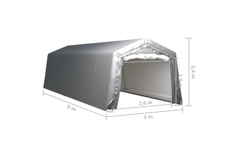 Förvaringstält 300x900 cm stål grå - Grå - Utemöbler & utemiljö - Utomhusförvaring - Trädgårdstält & förvaringstält