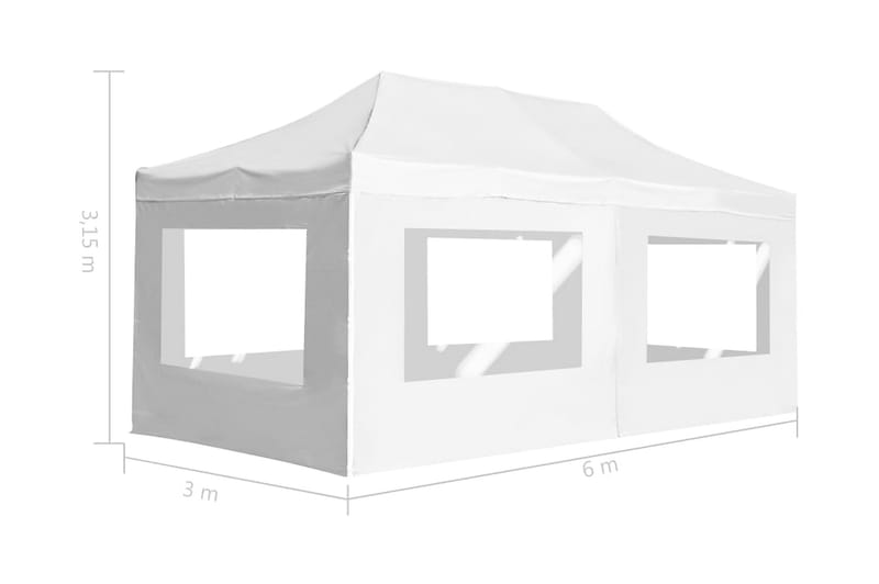 Hopfällbart partytält med väggar aluminium 6x3 m vit - Vit - Utemöbler & utemiljö - Utomhusförvaring - Trädgårdstält & förvaringstält