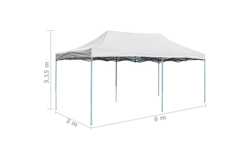 Hopfällbart partytält 3x6 m stål vit - Vit - Utemöbler & utemiljö - Utomhusförvaring - Trädgårdstält & förvaringstält