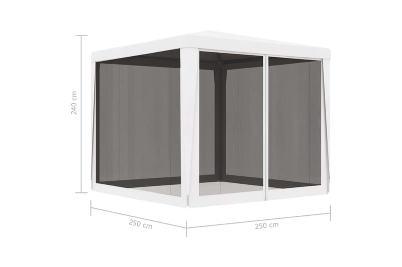 Partytält med 4 sidoväggar i nät 2,5x2,5 m vit - Vit - Utemöbler & utemiljö - Utomhusförvaring - Trädgårdstält & förvaringstält