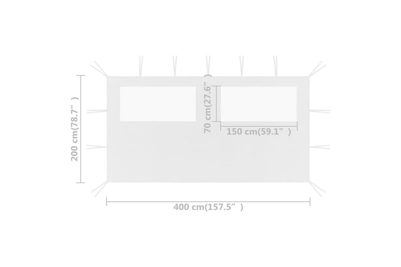 Sidovägg med fönster till partytält 4x2 m vit - Vit - Utemöbler & utemiljö - Solskydd - Paviljong - Paviljongvägg