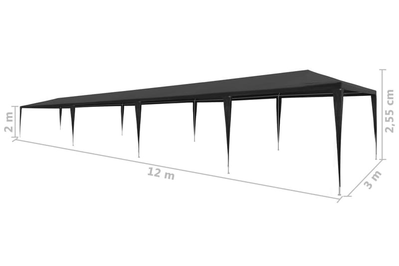 Partytält PE 3x12 m antracit - Grå - Utemöbler & utemiljö - Utomhusförvaring - Trädgårdstält & förvaringstält