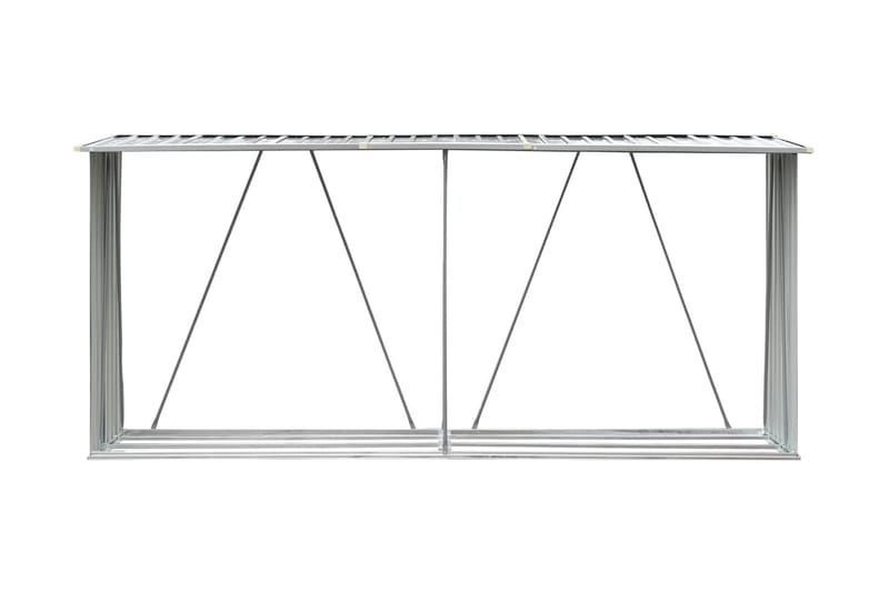 Vedskjul i galvaniserat stål 330x84x152 cm grå - Utemöbler & utemiljö - Utomhusförvaring - Vedförvaring