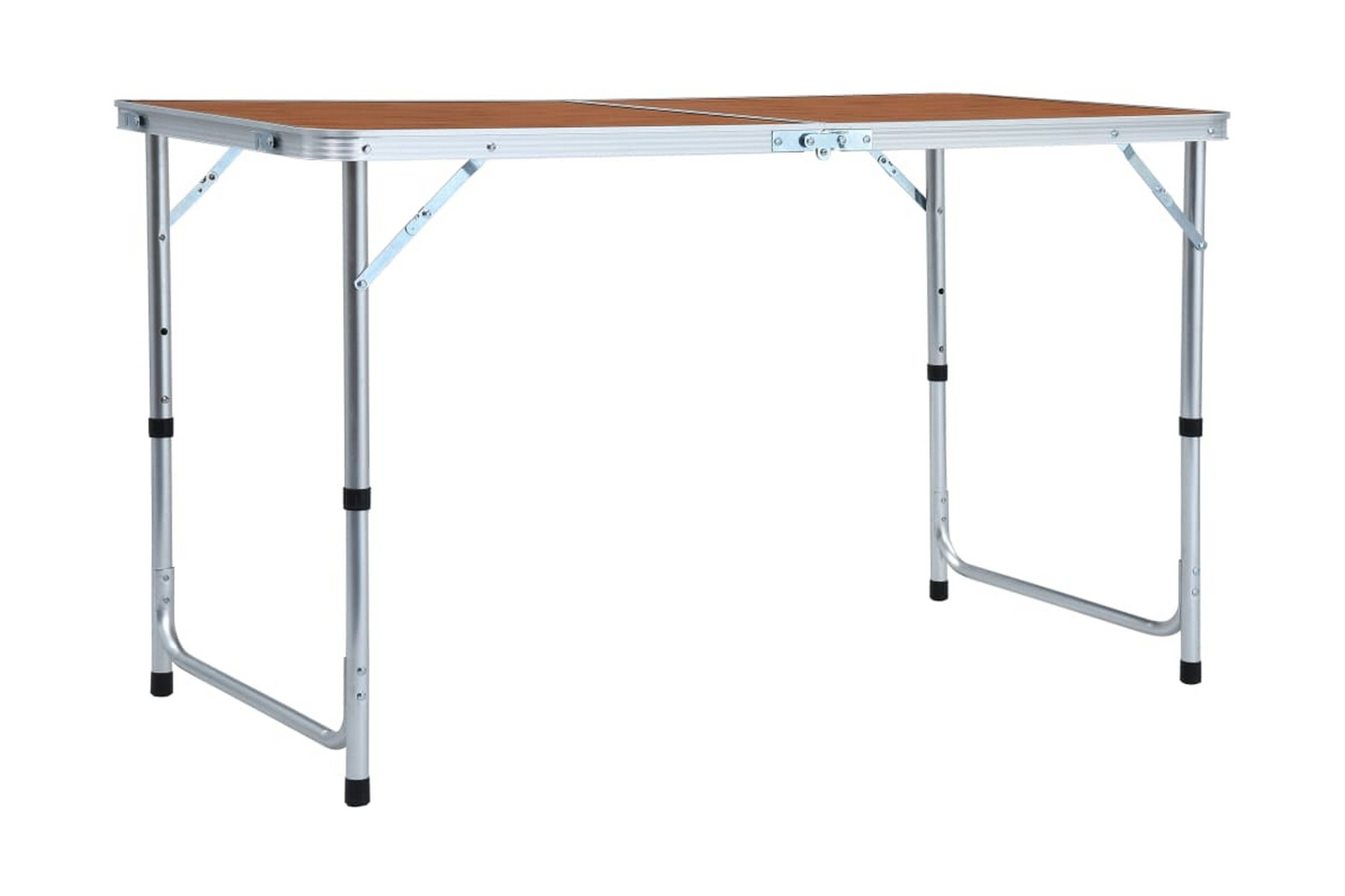 Hopfällbart campingbord aluminium 120x60 cm - Brun 48172