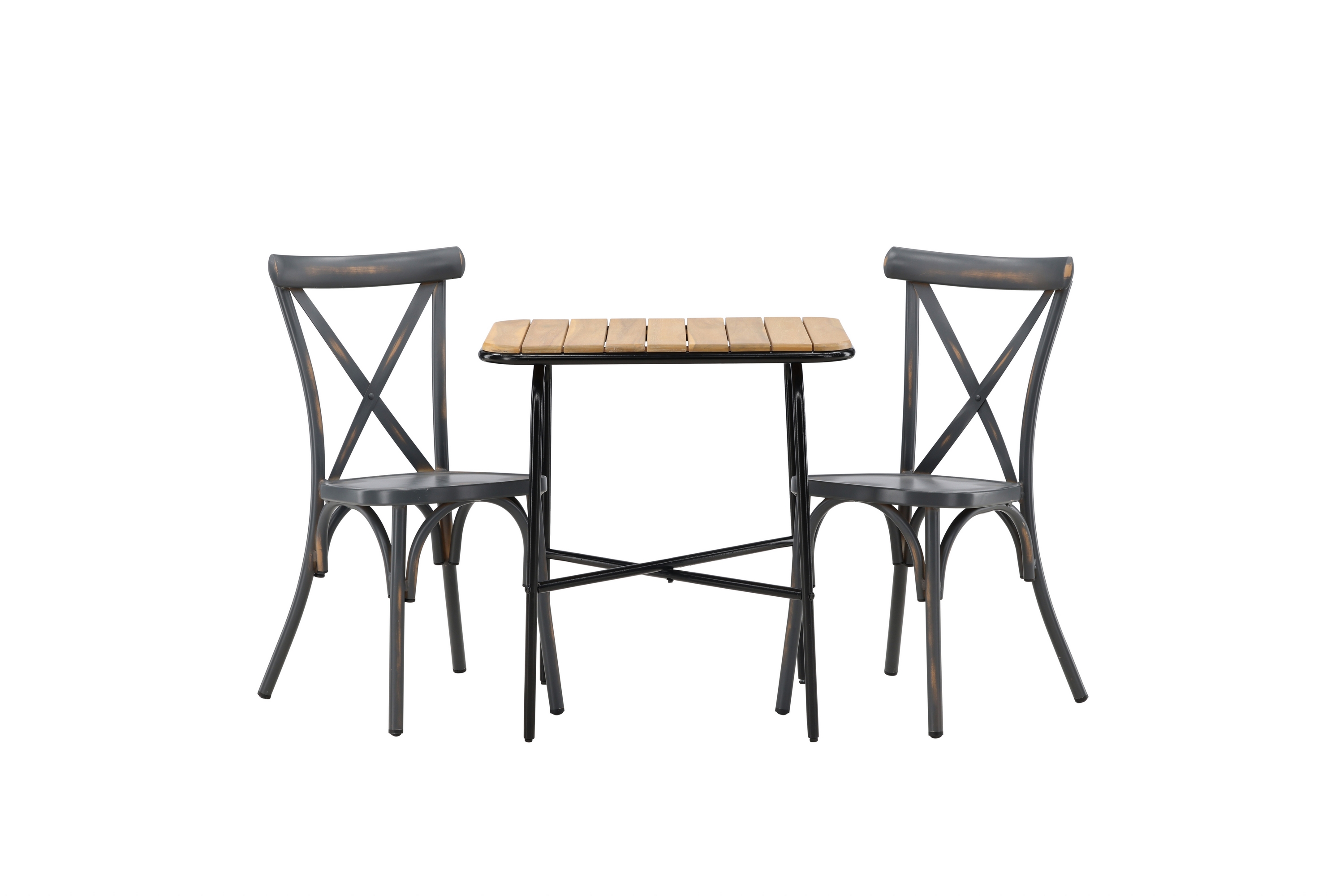 Caféset Holmbeck 70 cm + 2 st Tablas Matstolar Mörkgrå/Brun -