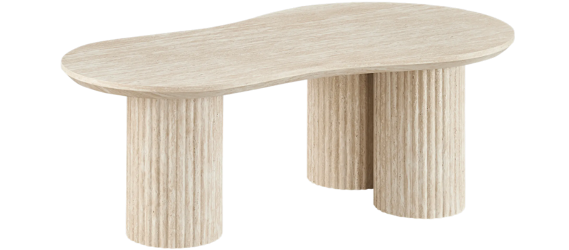 Asymmetriskt Soffbord Uppveda Travertin Utseende 130x70 cm, Beige